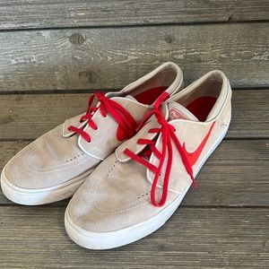 Men’s Nike Stefan Janoski Skate Shoes, Sz 12, Beige and Red